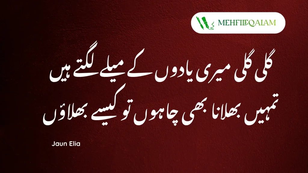 Jaun Elia urdu poetry - Gali gali meri yaadon ke mele lagte hain