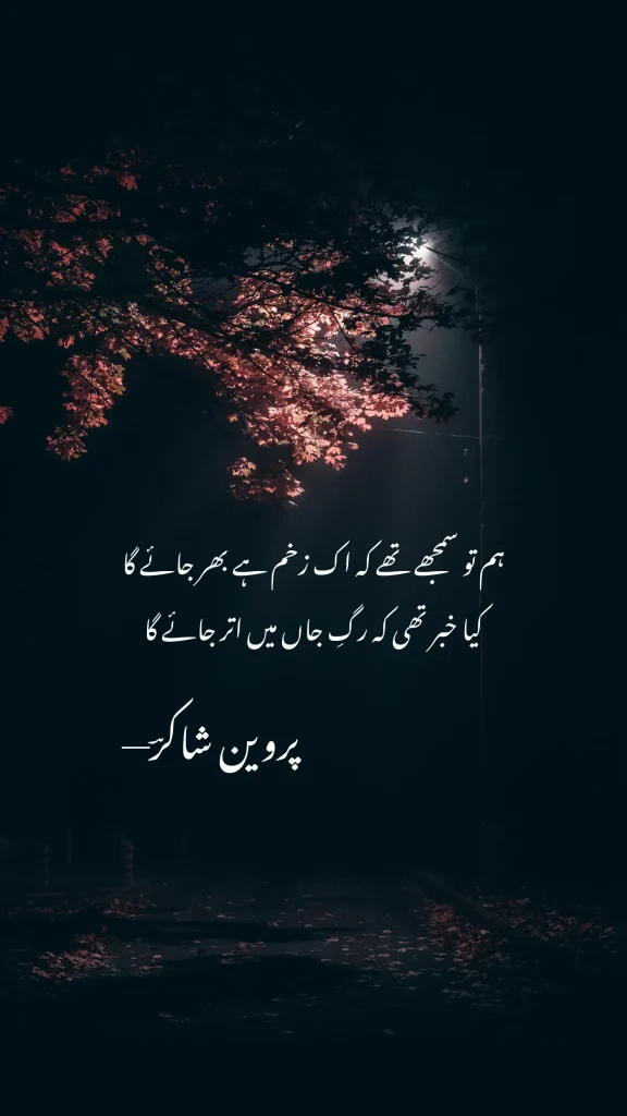 a poetry of parveen shakir about wounds in life